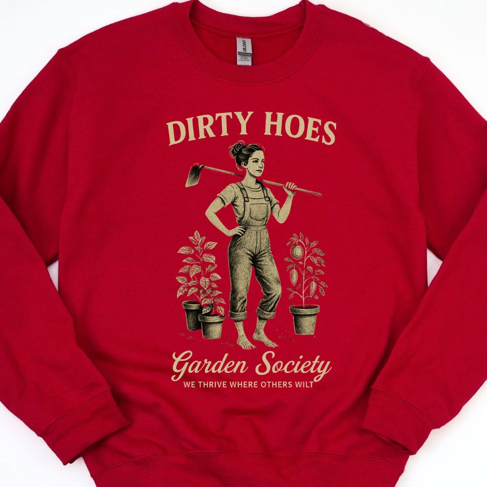 Printify Sweatshirt Cherry Red / S Dirty Hoes Sweatshirt