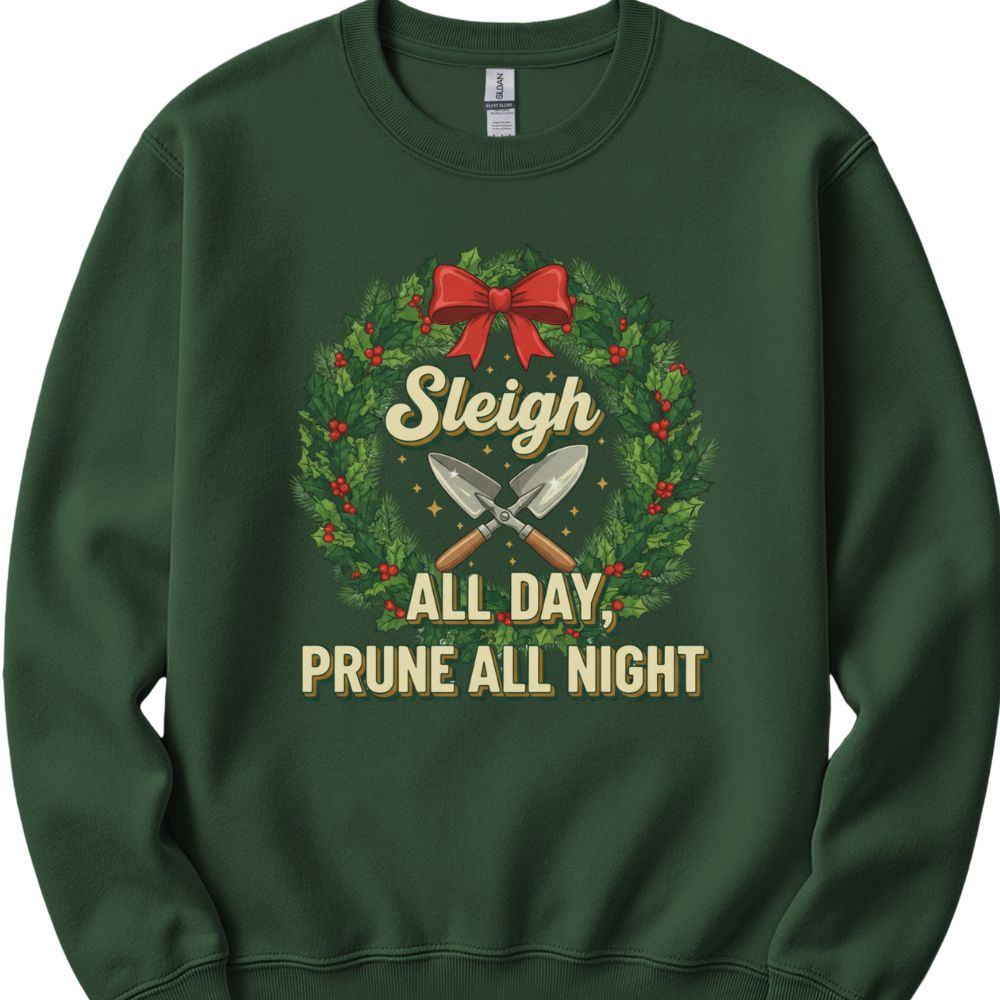 Printify Sweatshirt Forest Green / S Sleigh All Day Sweatshirt