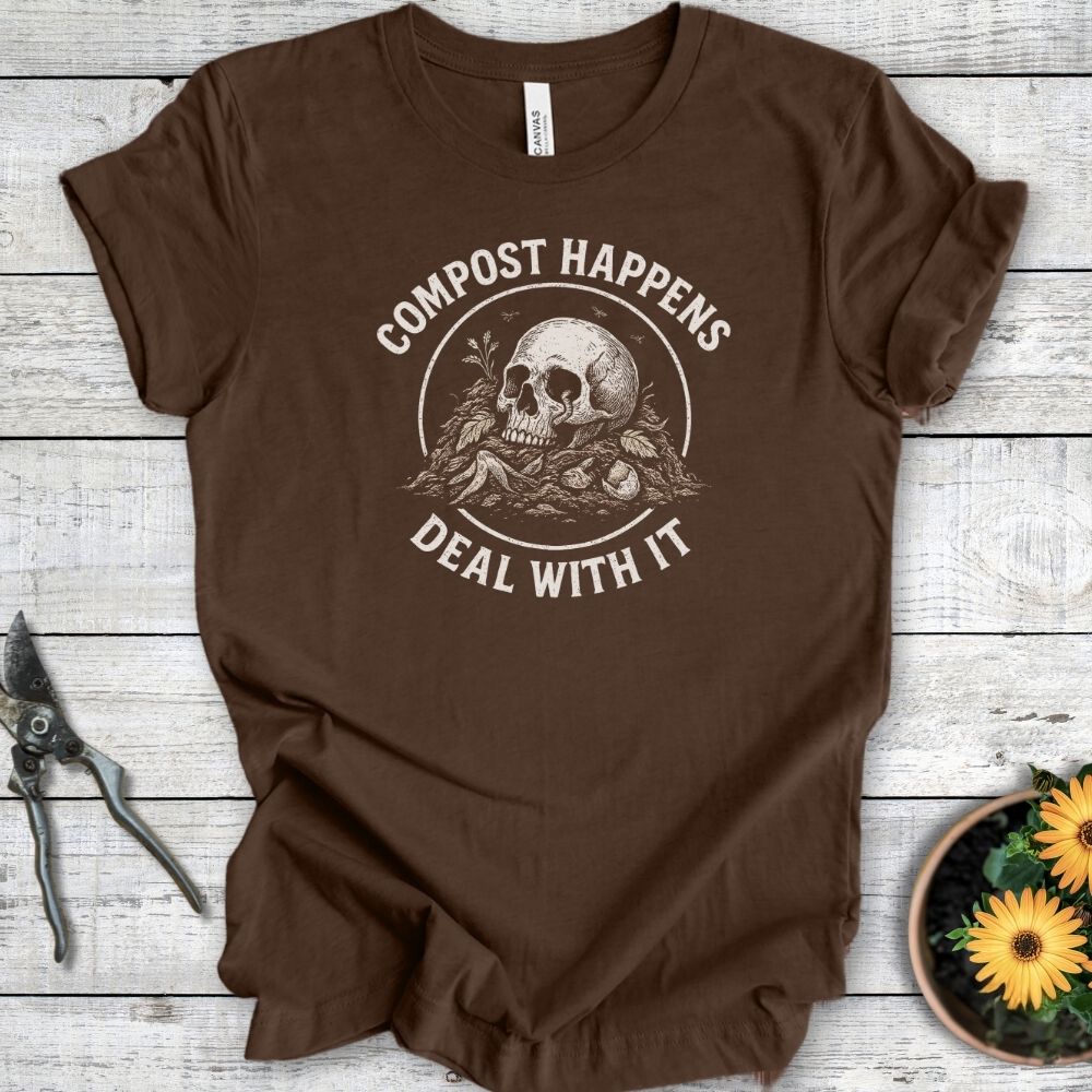 Printify T-Shirt Heather Brown / S Compost Happens