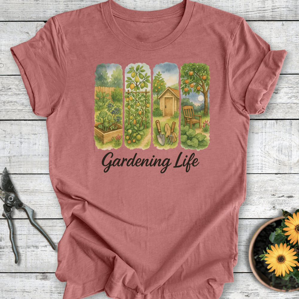 Printify T-Shirt Heather Mauve / S Gardening Life