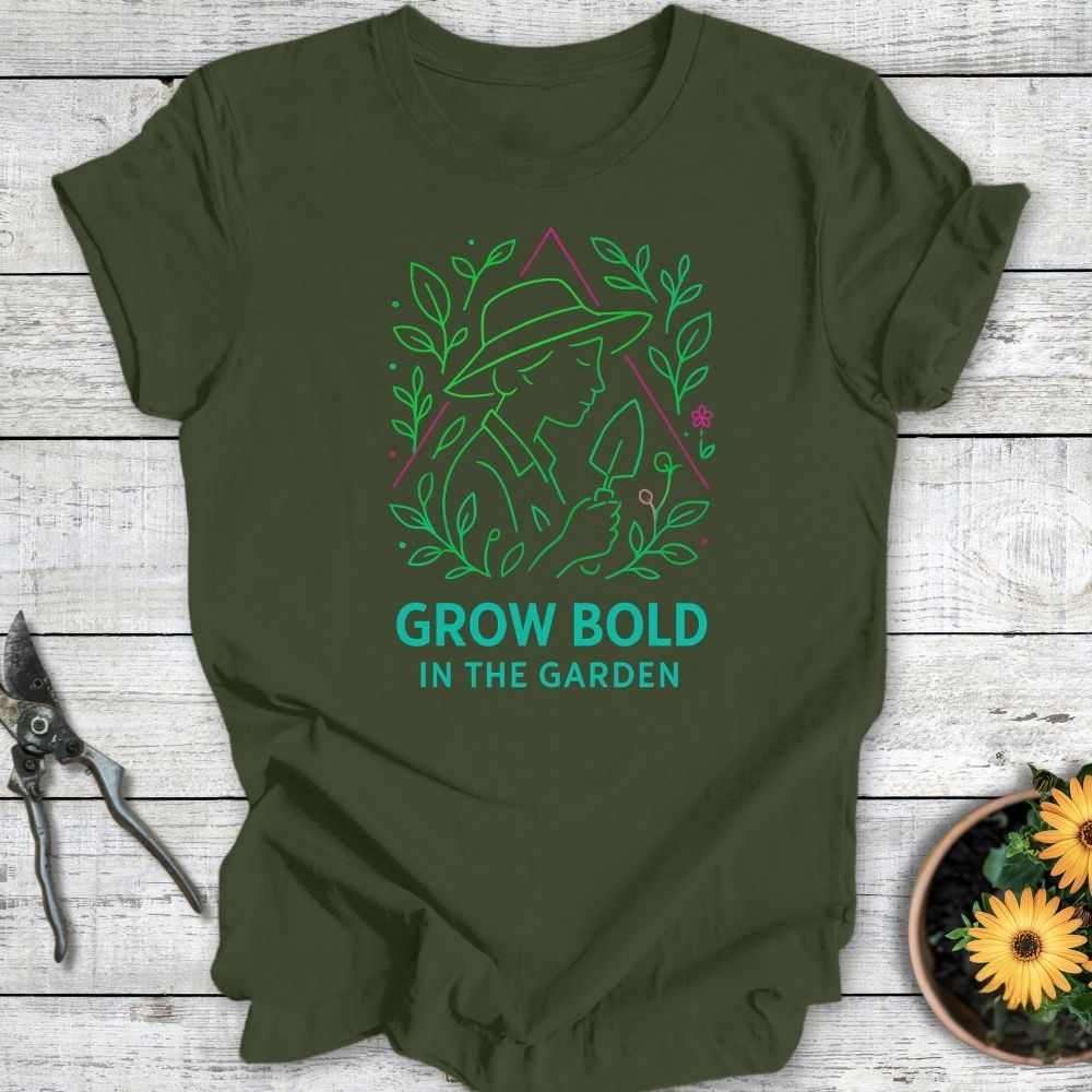 Printify T-Shirt Military Green / S Grow Bold