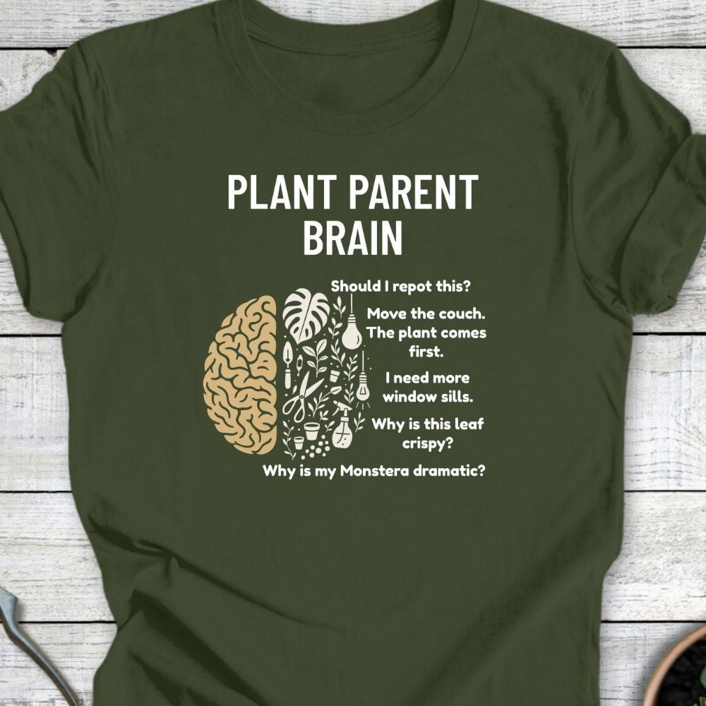 Printify T-Shirt Military Green / S Plant Parent Brain