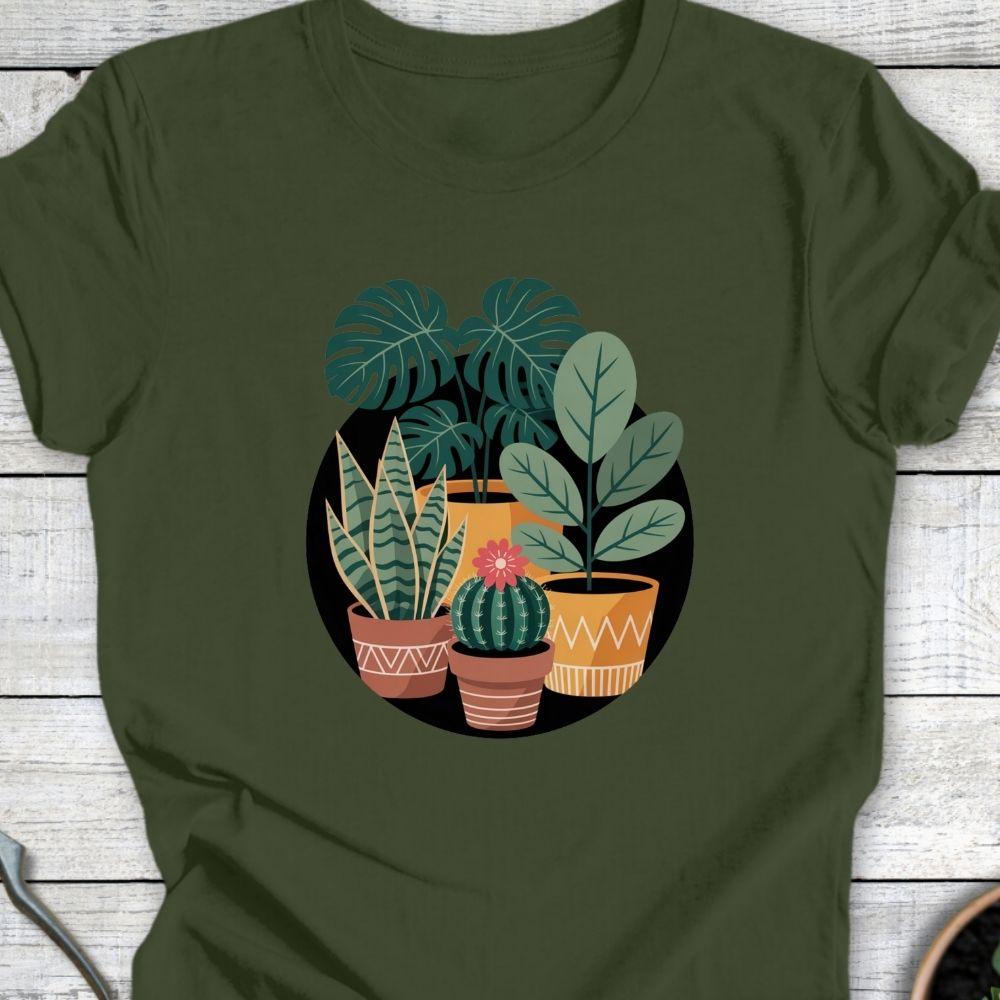 Printify T-Shirt Military Green / S Potted Paradise