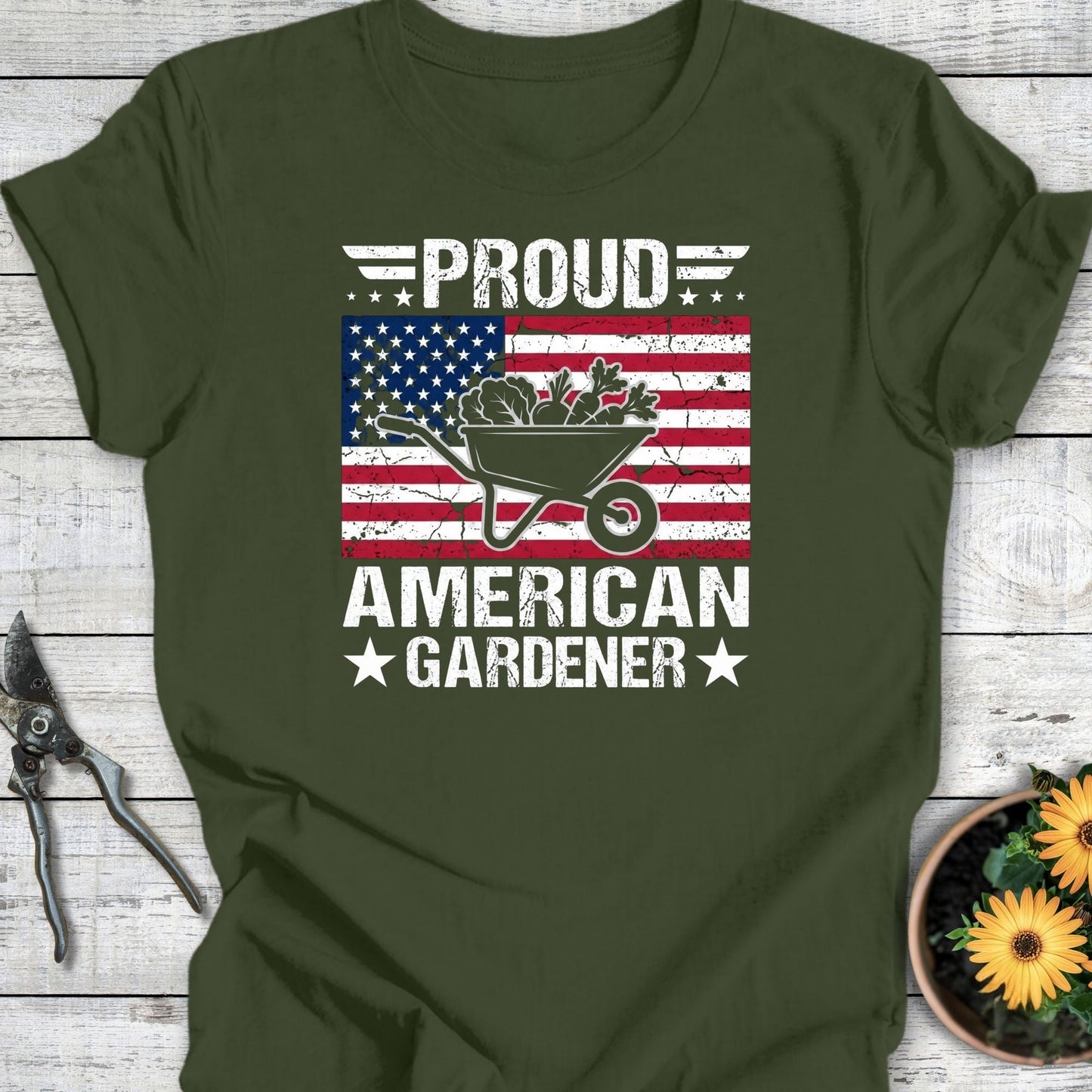 Printify T-Shirt Military Green / S Proud Gardener T-Shirt