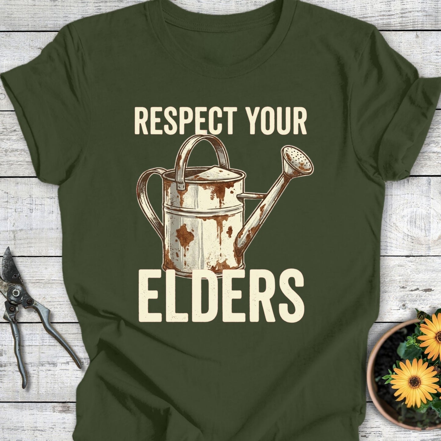 Printify T-Shirt Military Green / S Respect Your Elders T-Shirt