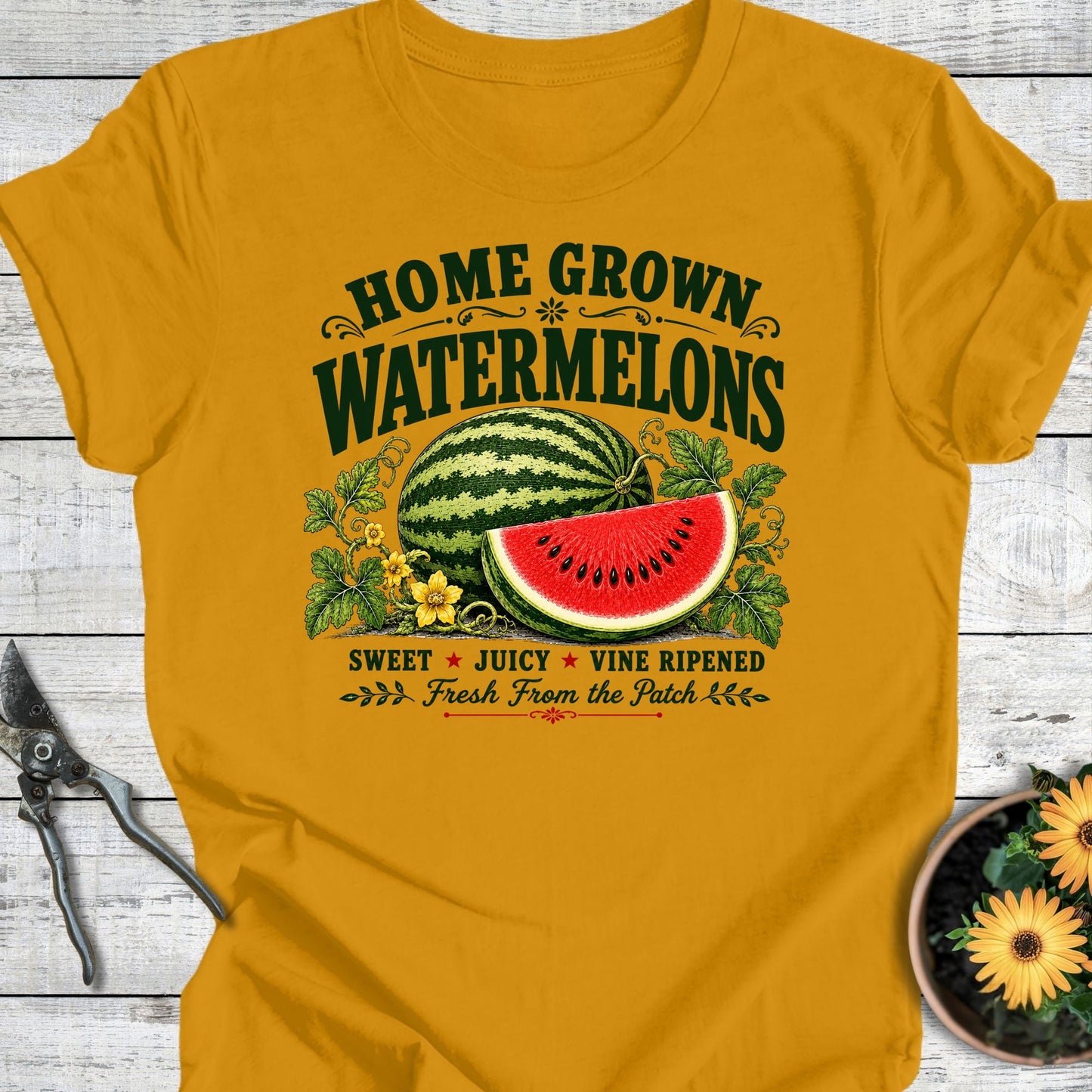 Printify T-Shirt Mustard / S Home Grown Melons T-Shirt
