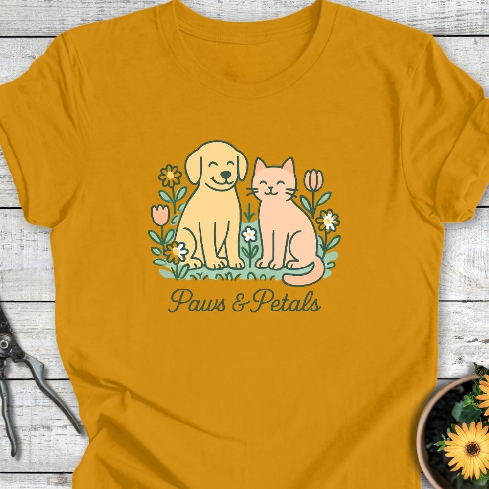 Printify T-Shirt Mustard / S Paws & Petals (Duo)