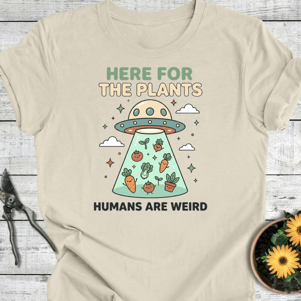 Printify T-Shirt Natural / S Here for the Plants T-Shirt