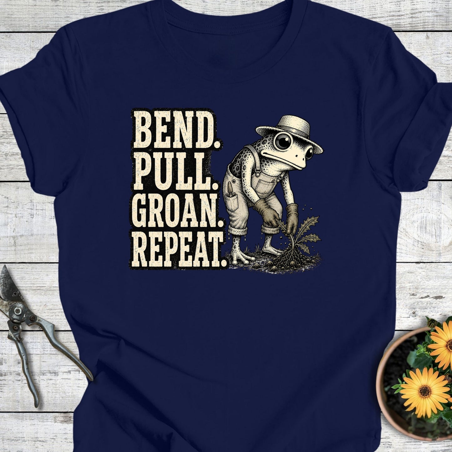 Printify T-Shirt Navy / S Bend Pull Groan T-Shirt