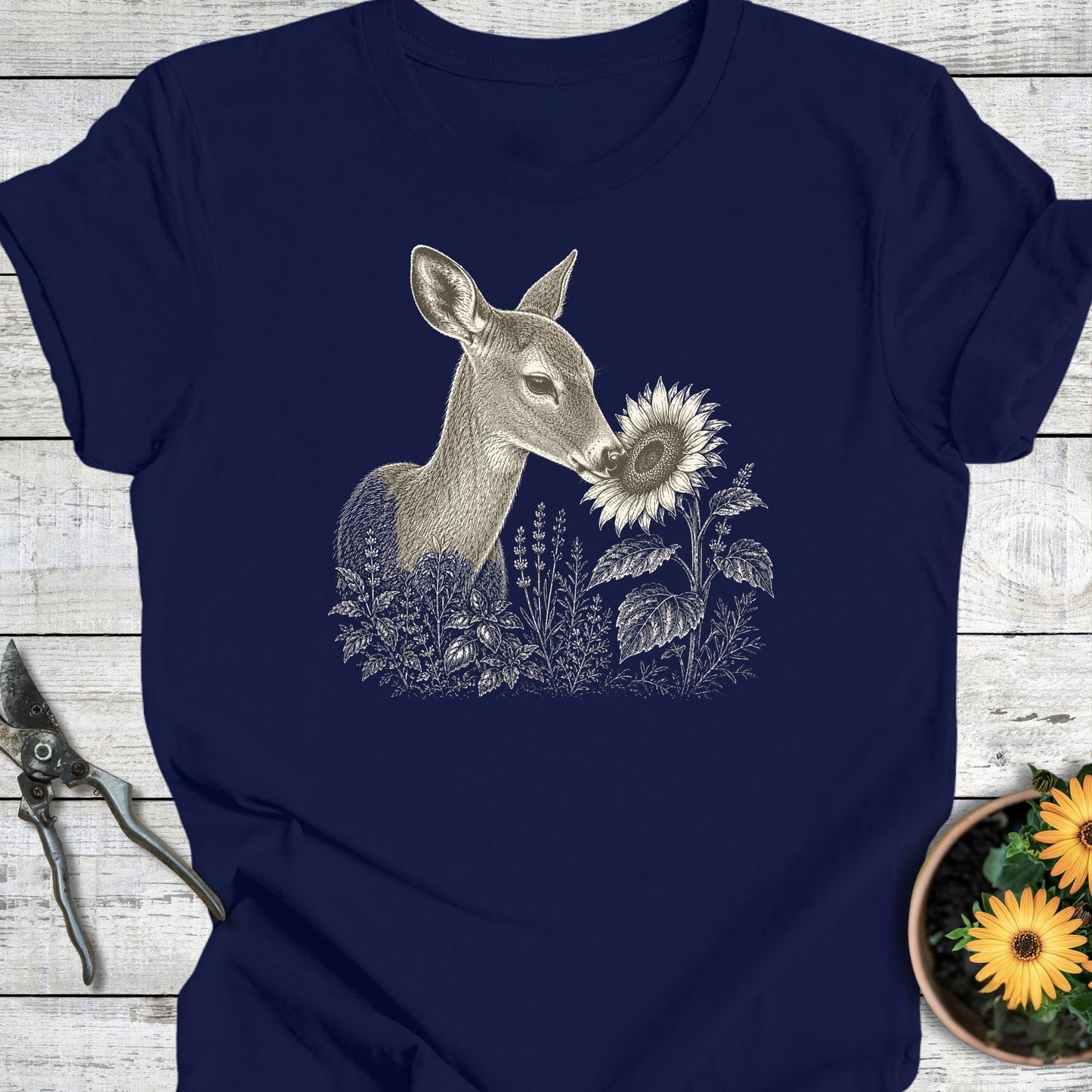Printify T-Shirt Navy / S Sunflower Doe T-Shirt