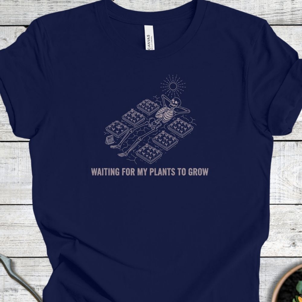 Printify T-Shirt Navy / S Waiting for My Plants to Grow T-Shirt