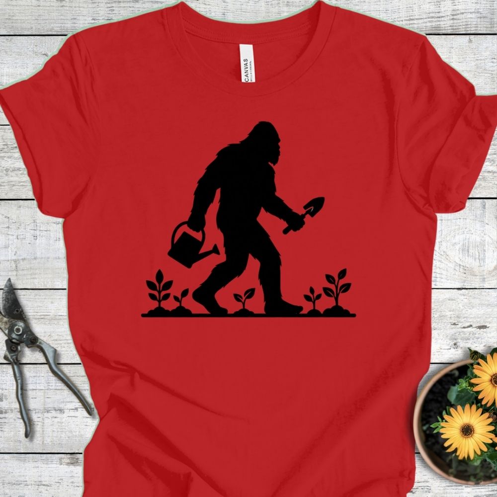 Printify T-Shirt Red / S Squatch Gardener T-Shirt