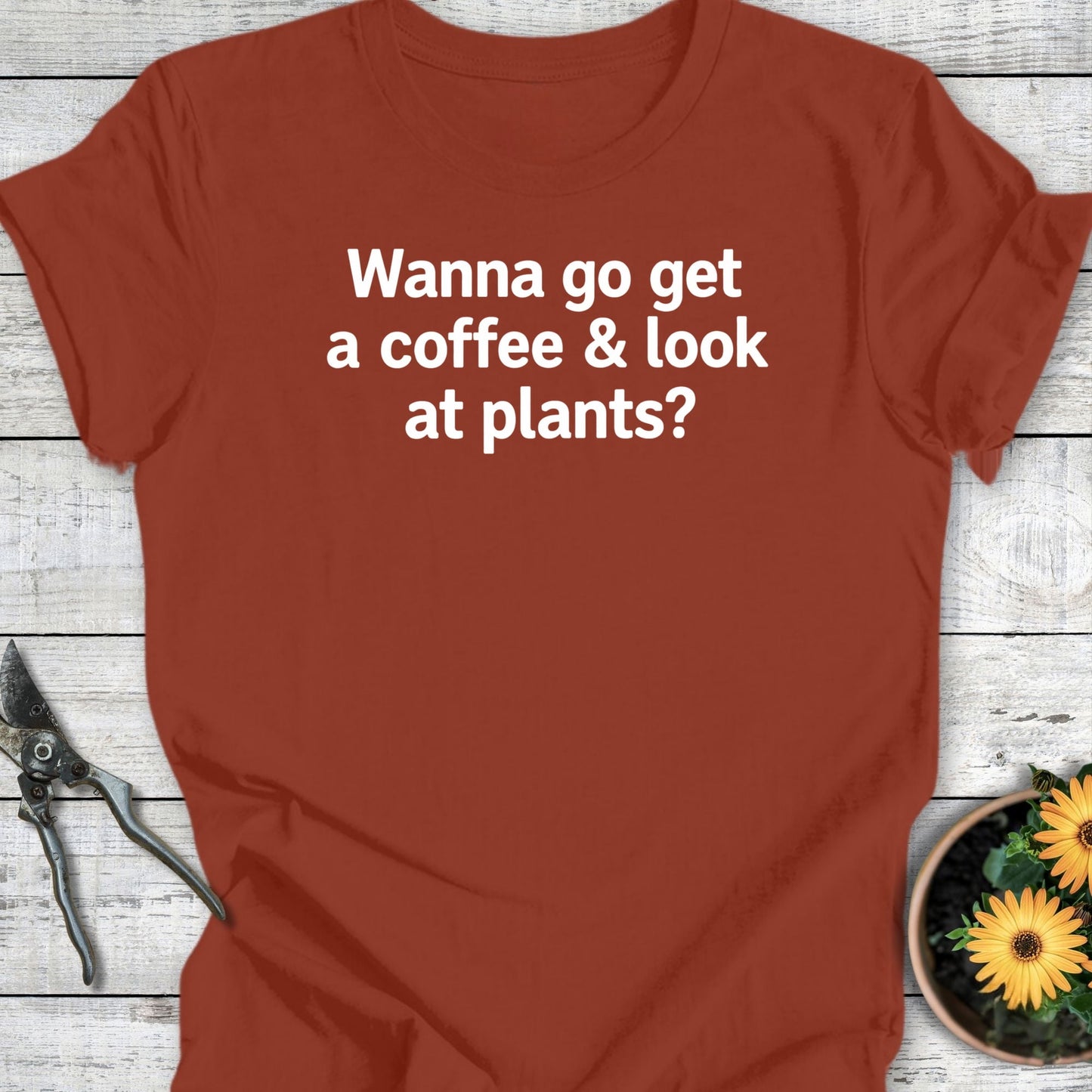 Printify T-Shirt Rust / S Coffee & Plants T-Shirt