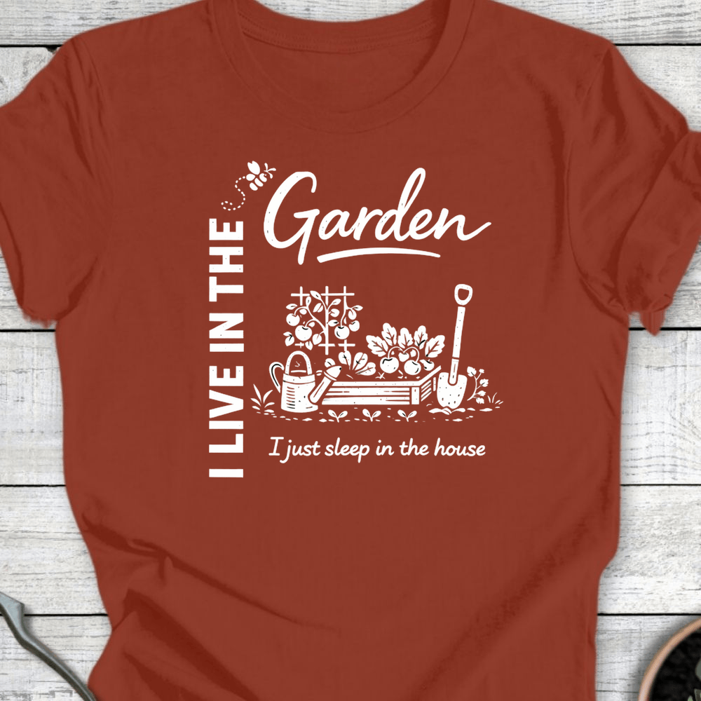 Printify T-Shirt Rust / S Live In The Garden T-Shirt