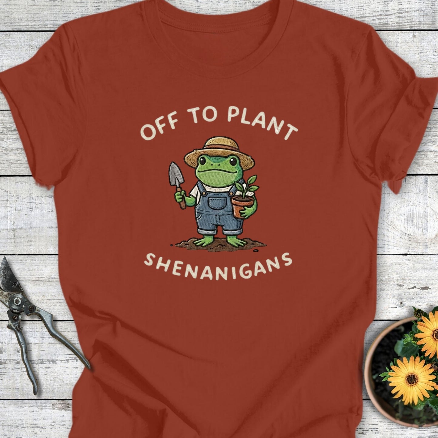 Printify T-Shirt Rust / S Off To Plant T-Shirt