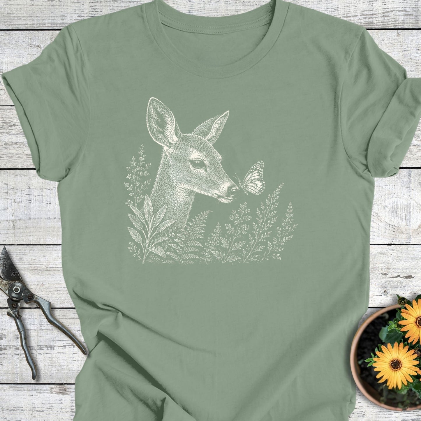 Printify T-Shirt Sage / S Butterfly Visitor T-Shirt