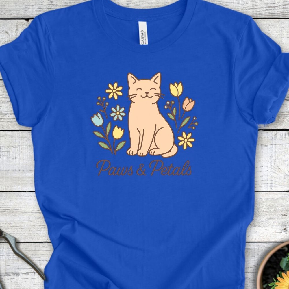 Printify T-Shirt True Royal / S Paws & Petals (Cat)