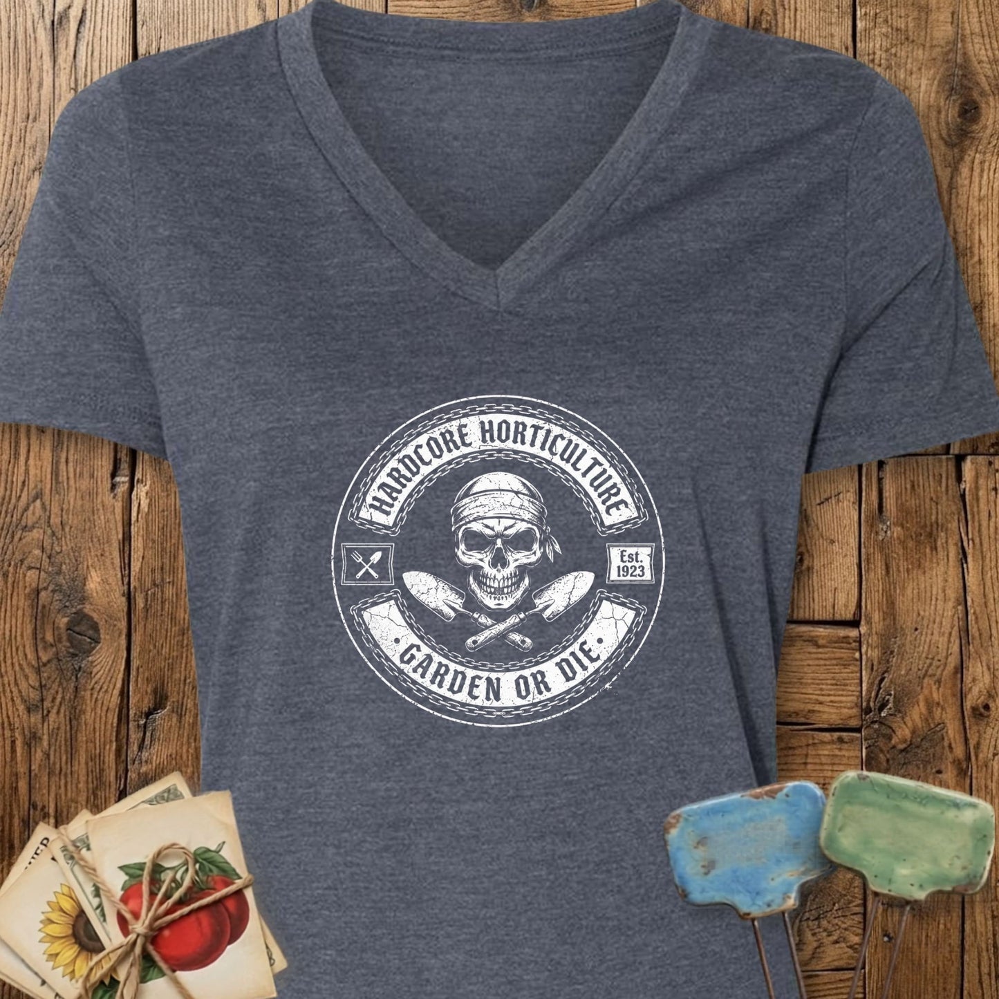 Printify V-Neck Heather Navy / S Hardcore Garden V-Neck