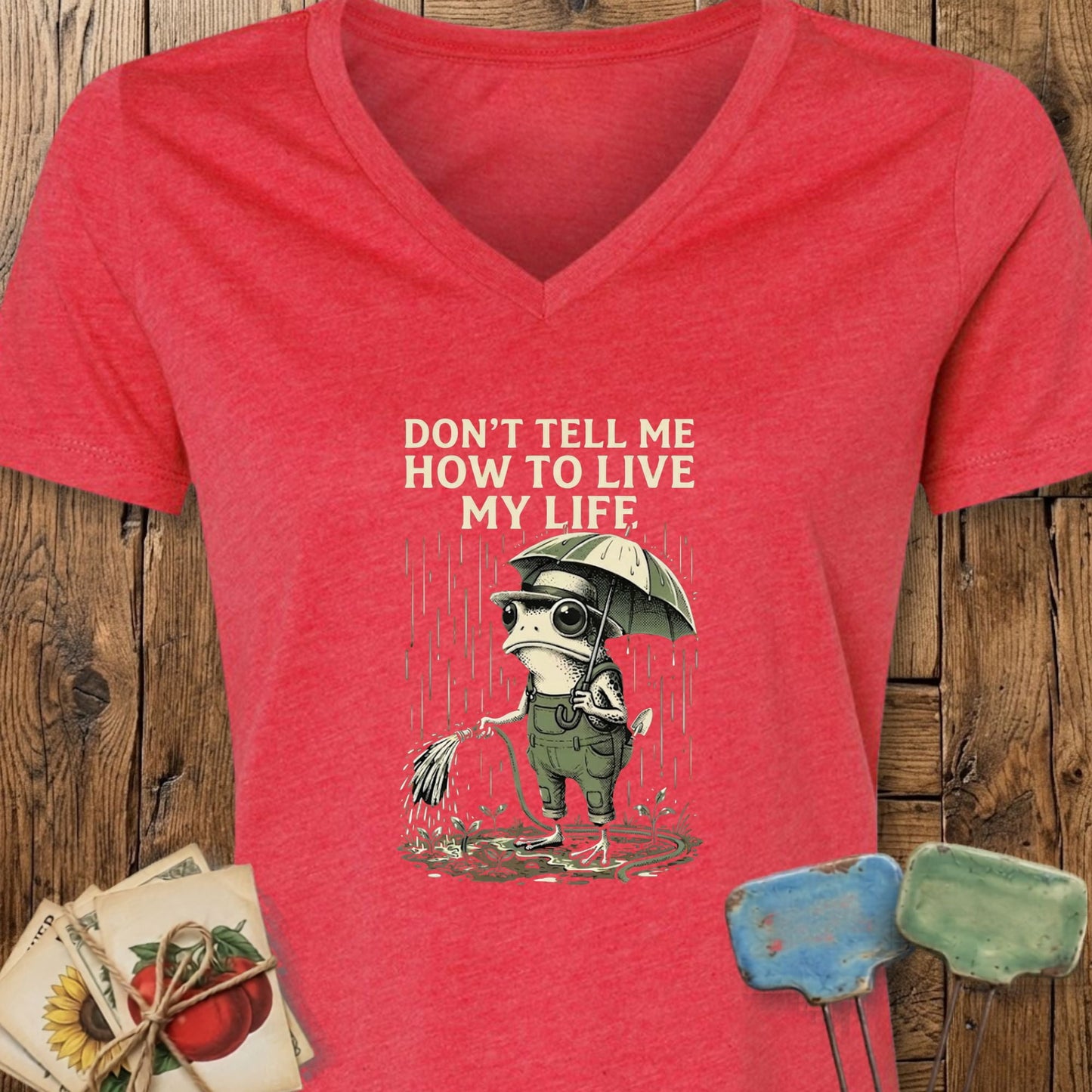 Printify V-Neck Heather Red / S Live My Life V-Neck