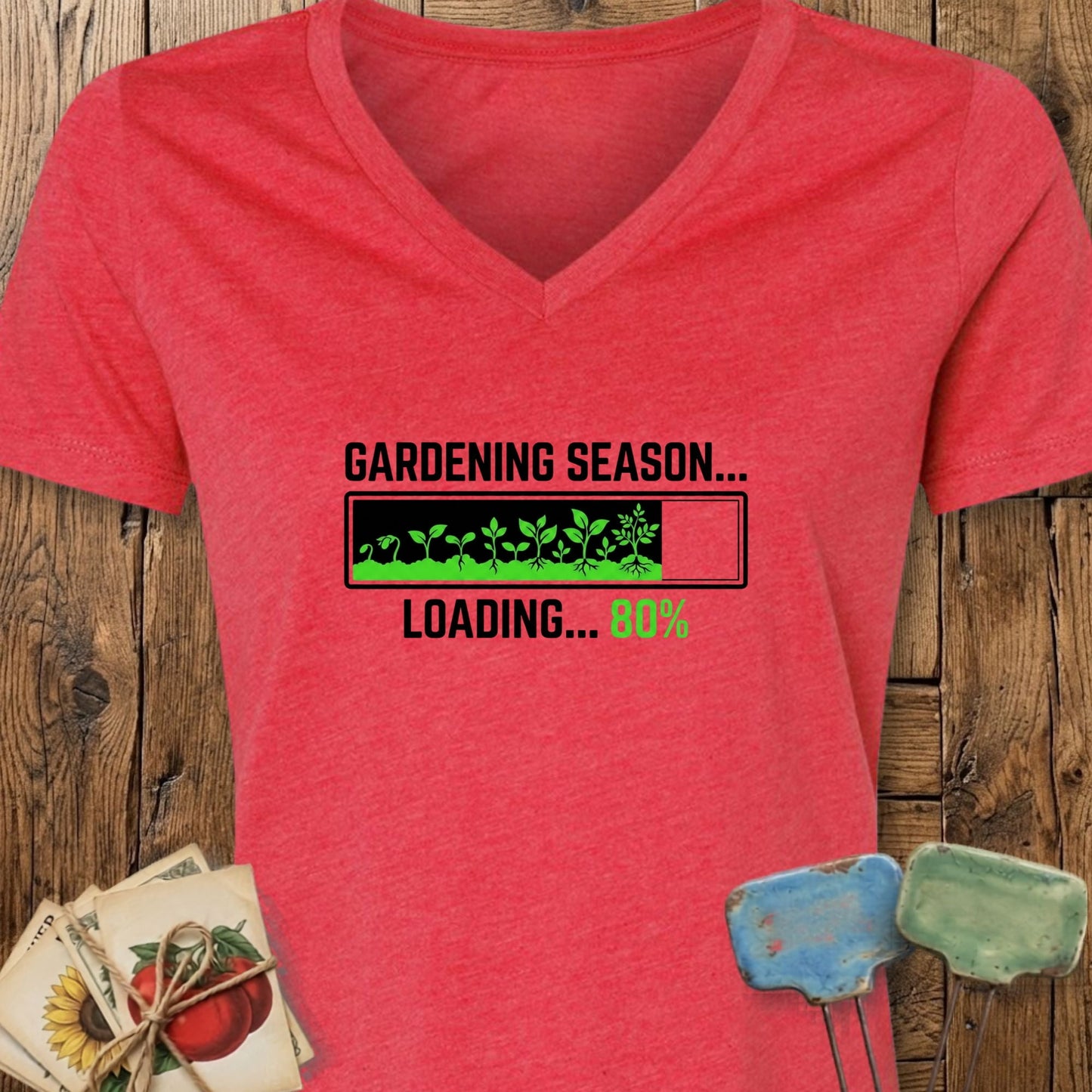 Printify V-Neck Heather Red / S Loading Season V-Neck
