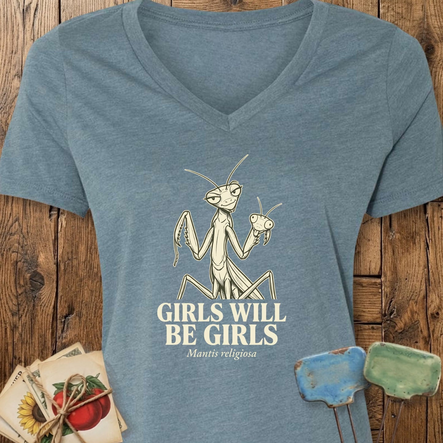 Printify V-Neck Heather Slate / S Girls V-Neck