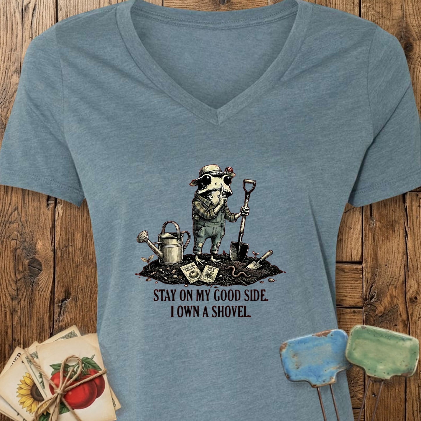 Printify V-Neck Heather Slate / S I Own a Shovel V-Neck