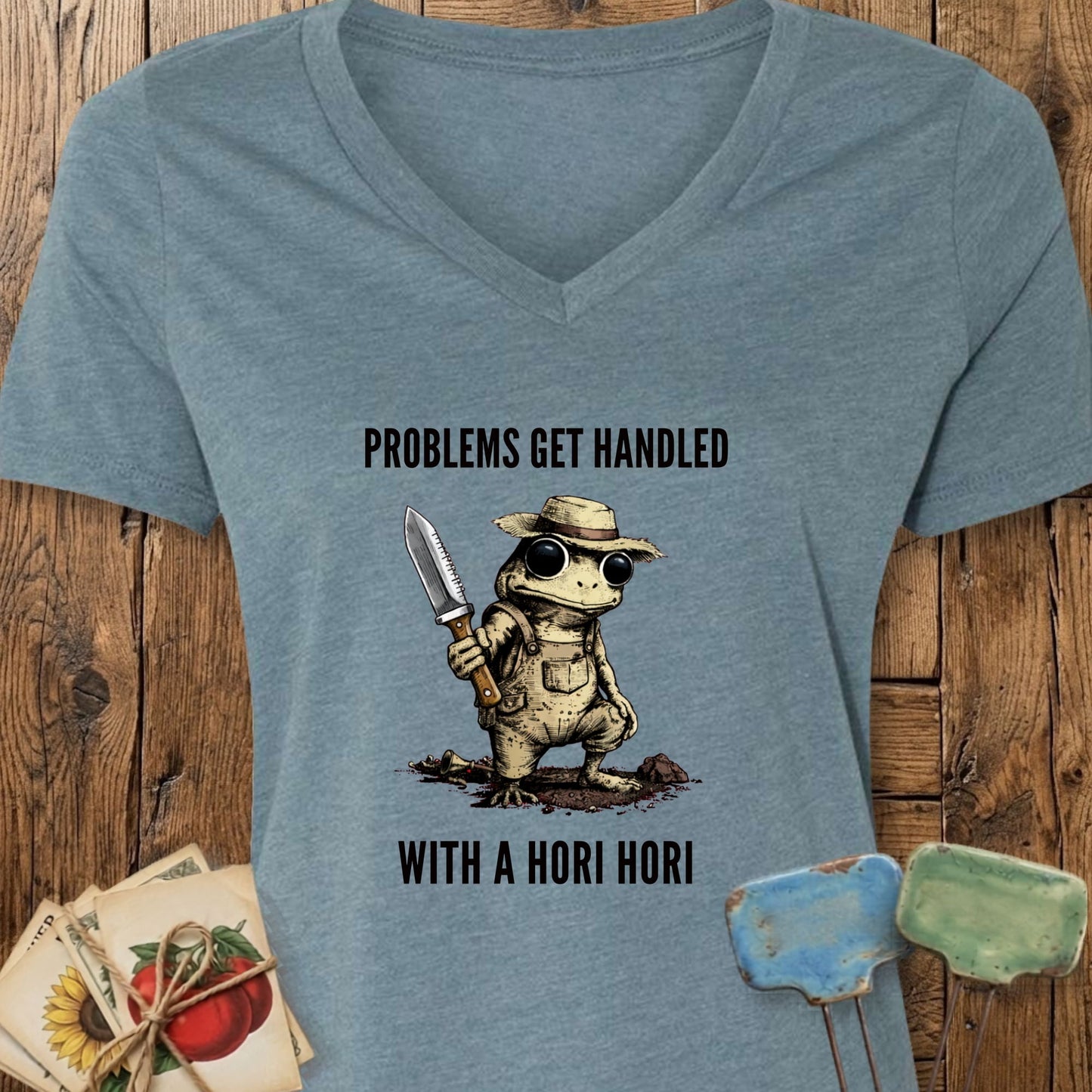 Printify V-Neck Heather Slate / S Problems Get Handled V-Neck