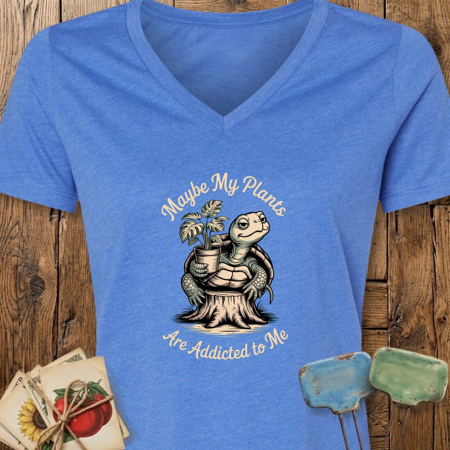 Printify V-Neck Heather True Royal / S Maybe My Plants V-Neck