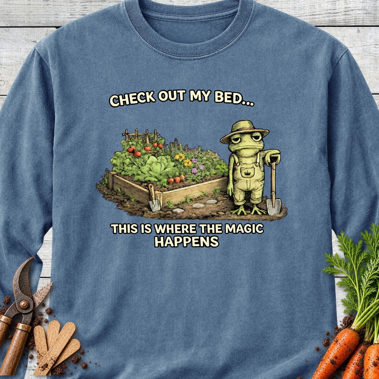 Printify Long Sleeve Blue Jean / S Check Out My Bed Long Sleeve