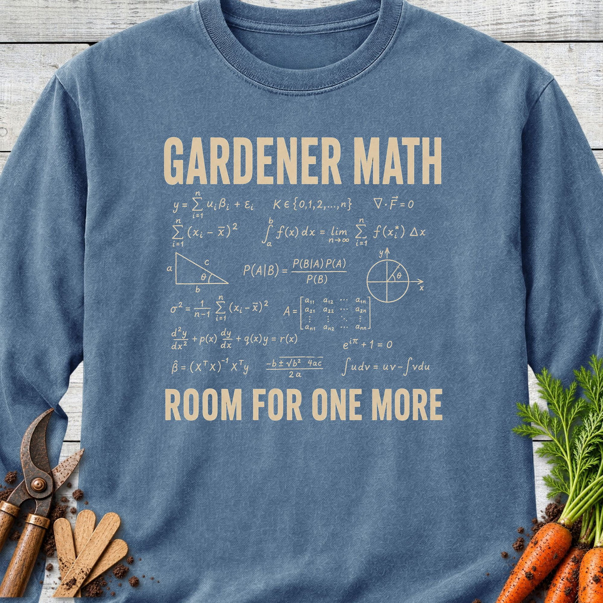 Printify Long Sleeve Blue Jean / S Gardener Math Long Sleeve