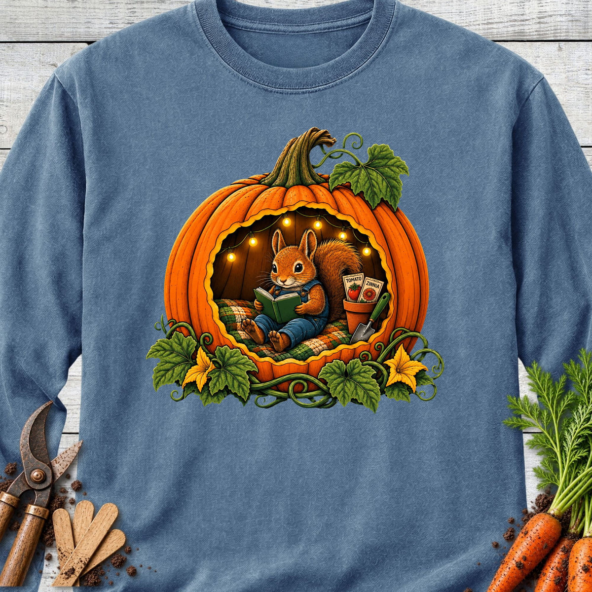 Printify Long Sleeve Blue Jean / S Pumpkin Nook Long Sleeve