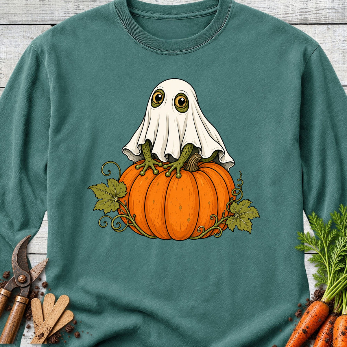 Printify Long Sleeve Blue Spruce / S Garden Ghost Long Sleeve