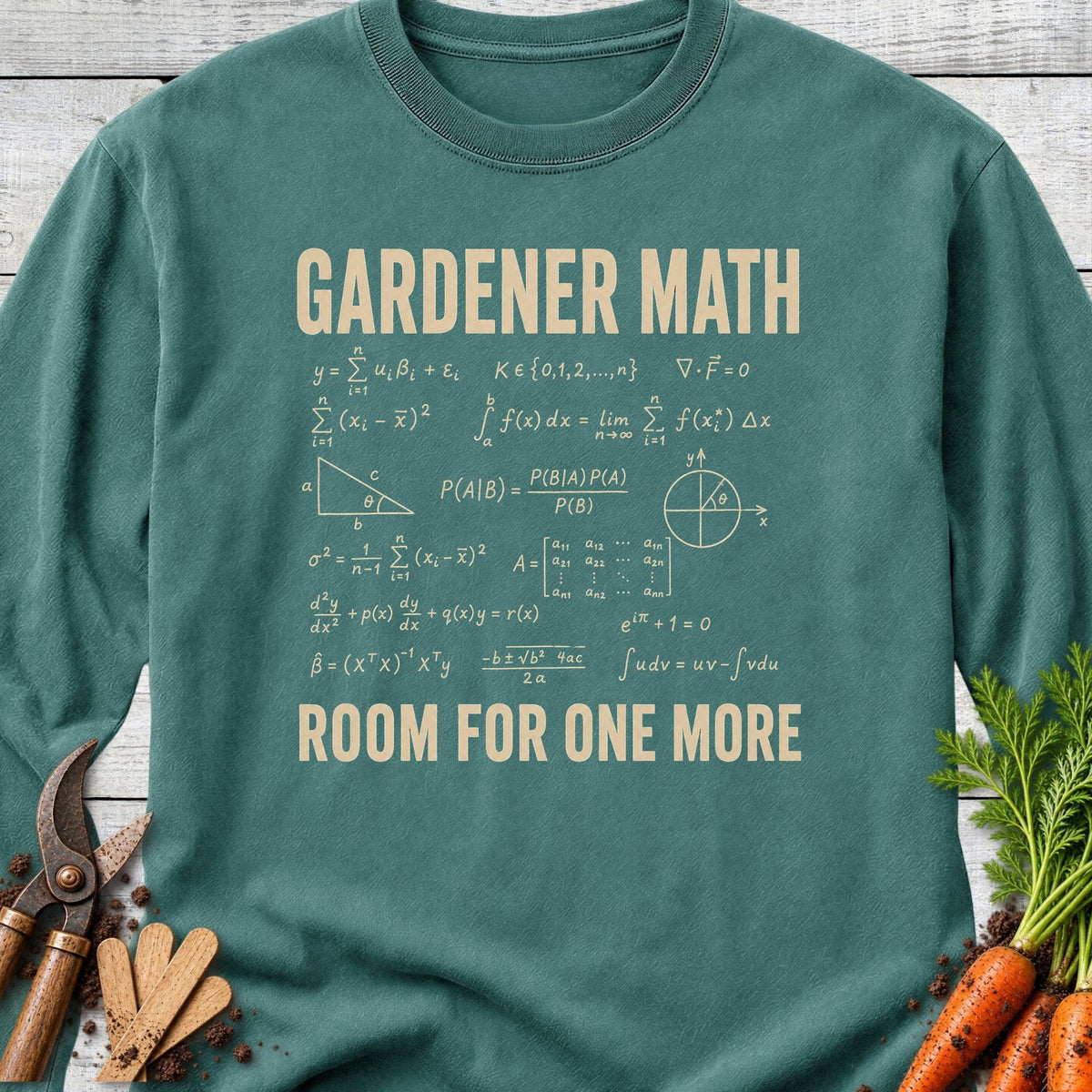 Printify Long Sleeve Blue Spruce / S Gardener Math Long Sleeve