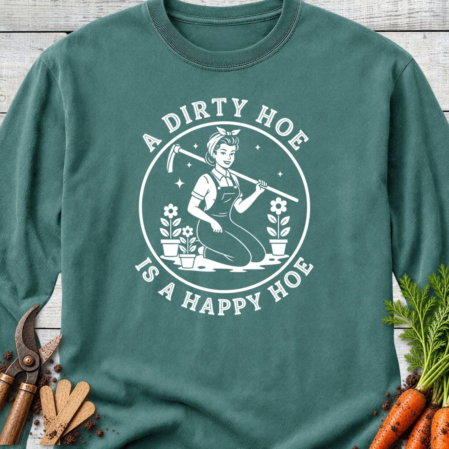 Printify Long Sleeve Blue Spruce / S Happy Hoe Long Sleeve