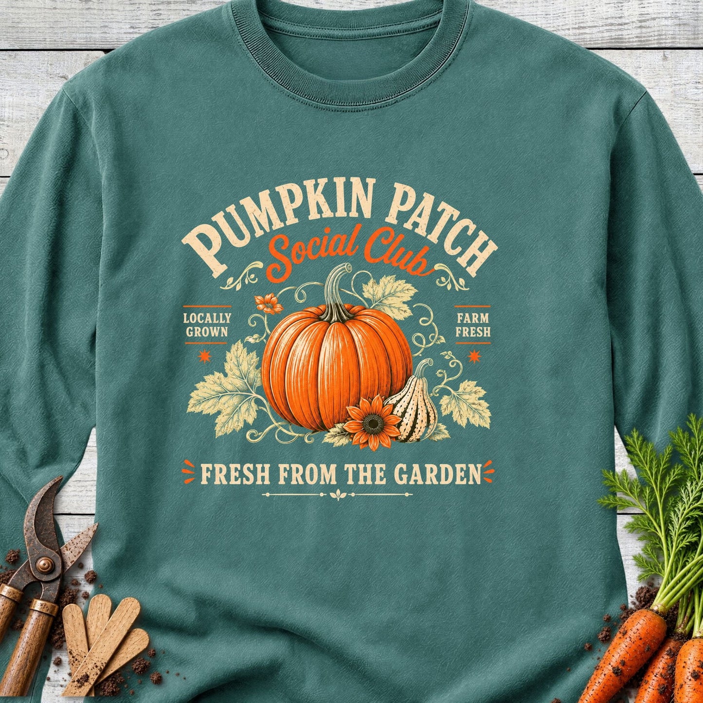 Printify Long Sleeve Blue Spruce / S Pumpkin Patch Long Sleeve