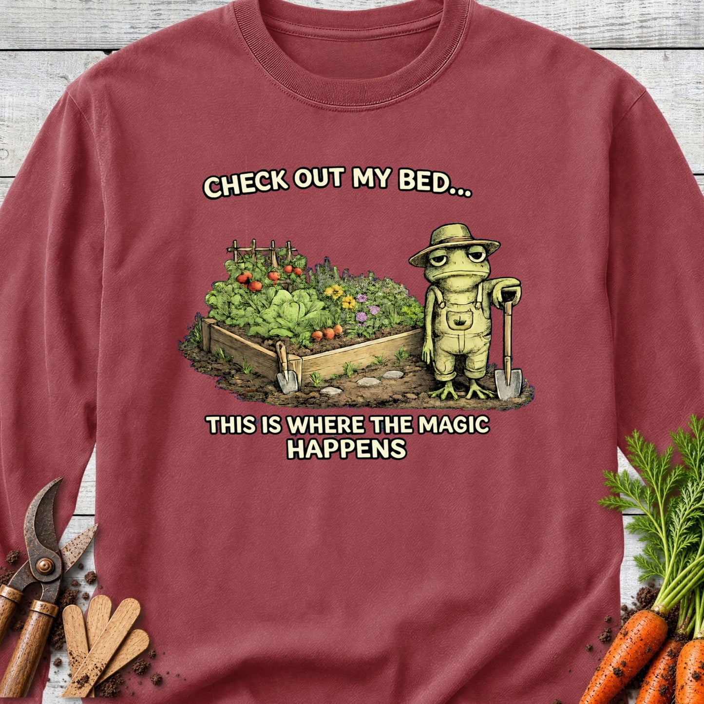 Printify Long Sleeve Brick / S Check Out My Bed Long Sleeve