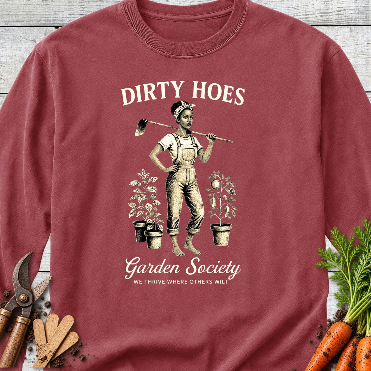 Printify Long Sleeve Brick / S Dirty Hoes Melanin Edition Long Sleeve
