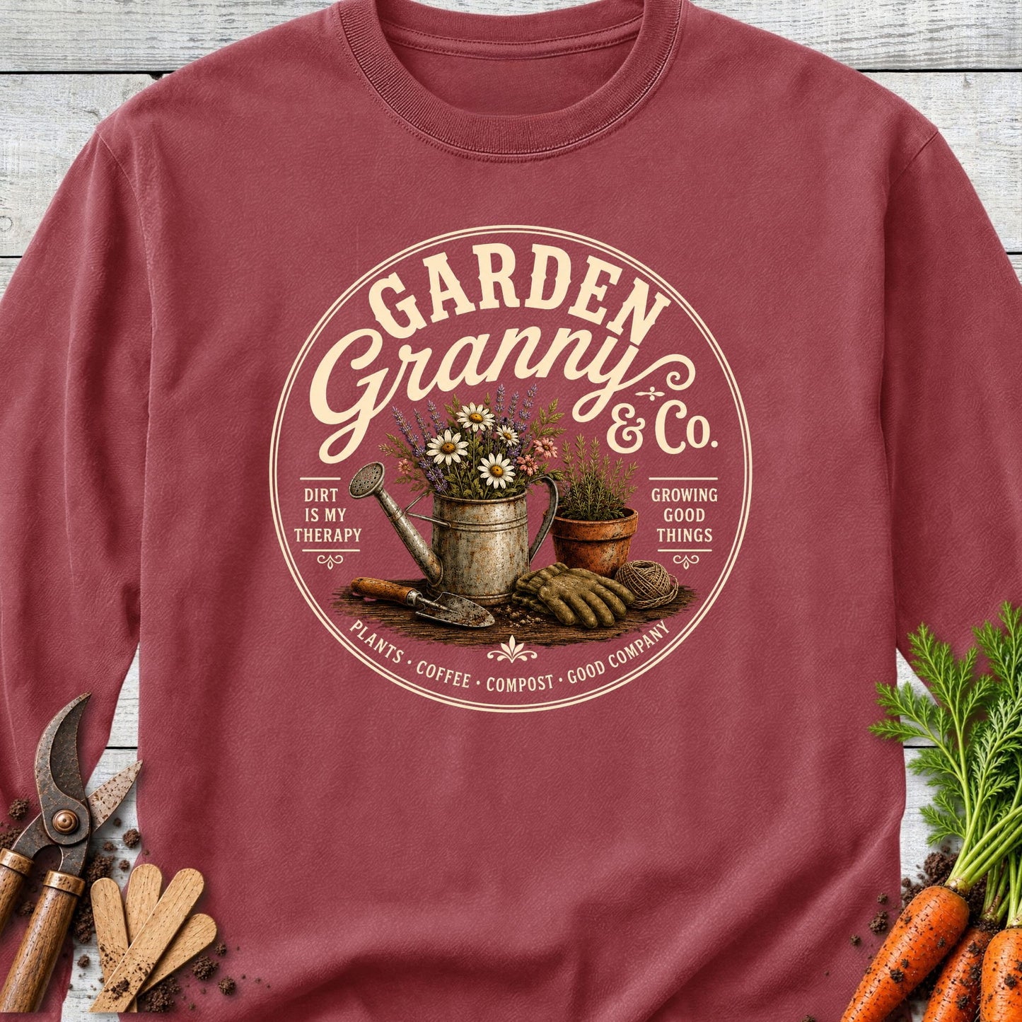 Printify Long Sleeve Brick / S Garden Granny Long Sleeve