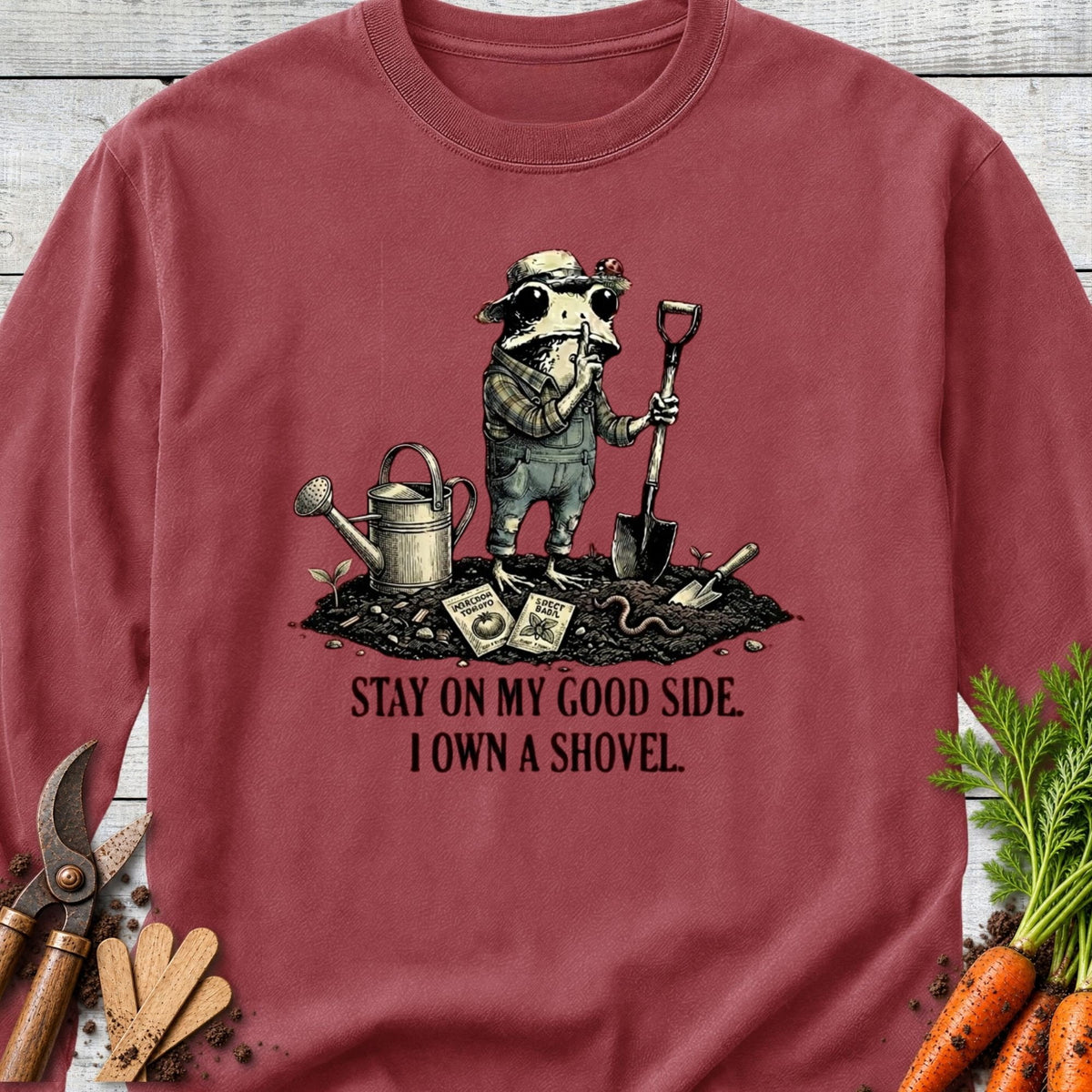 Printify Long Sleeve Brick / S I Own A Shovel Long Sleeve
