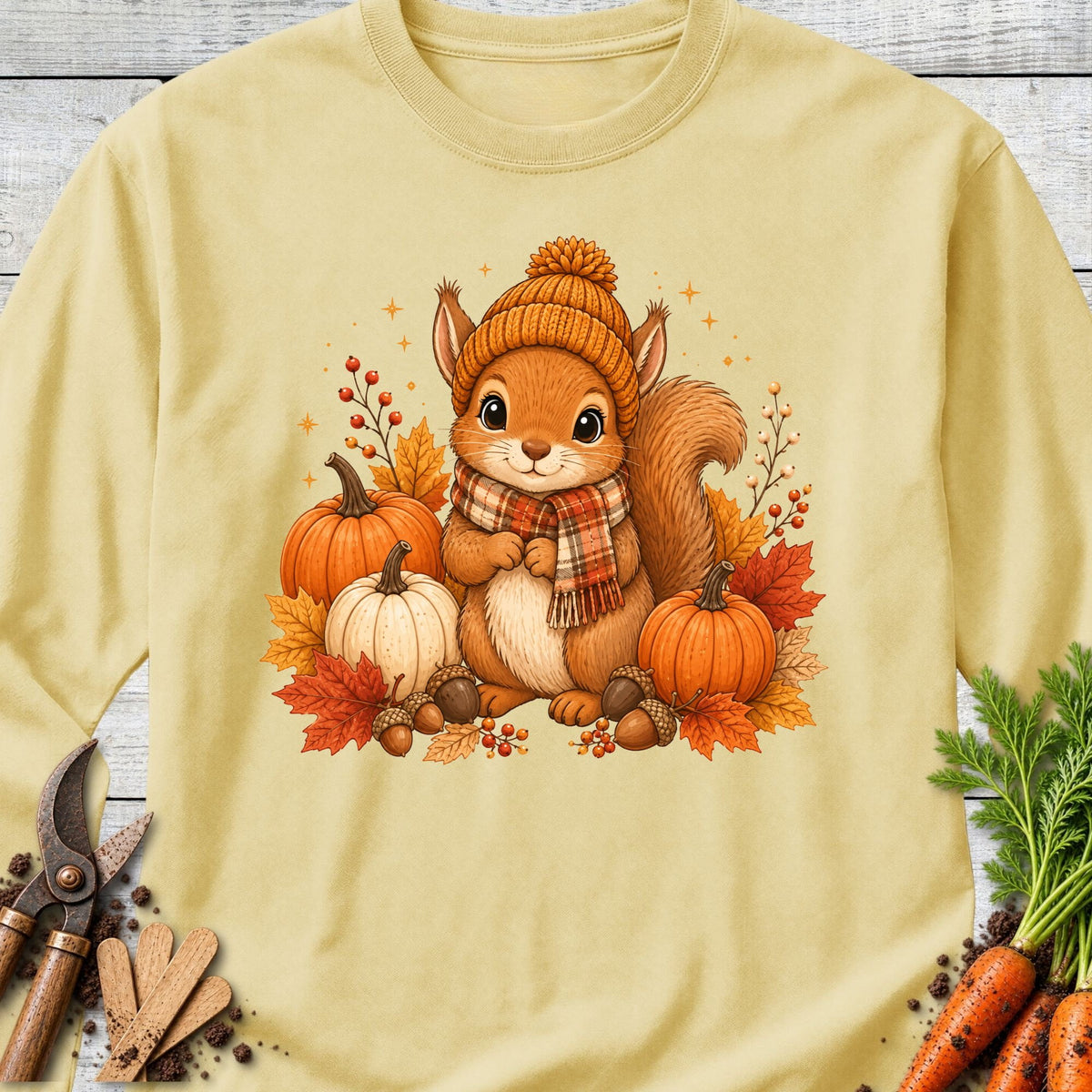 Printify Long Sleeve Butter / S Fall Squirrel Long Sleeve