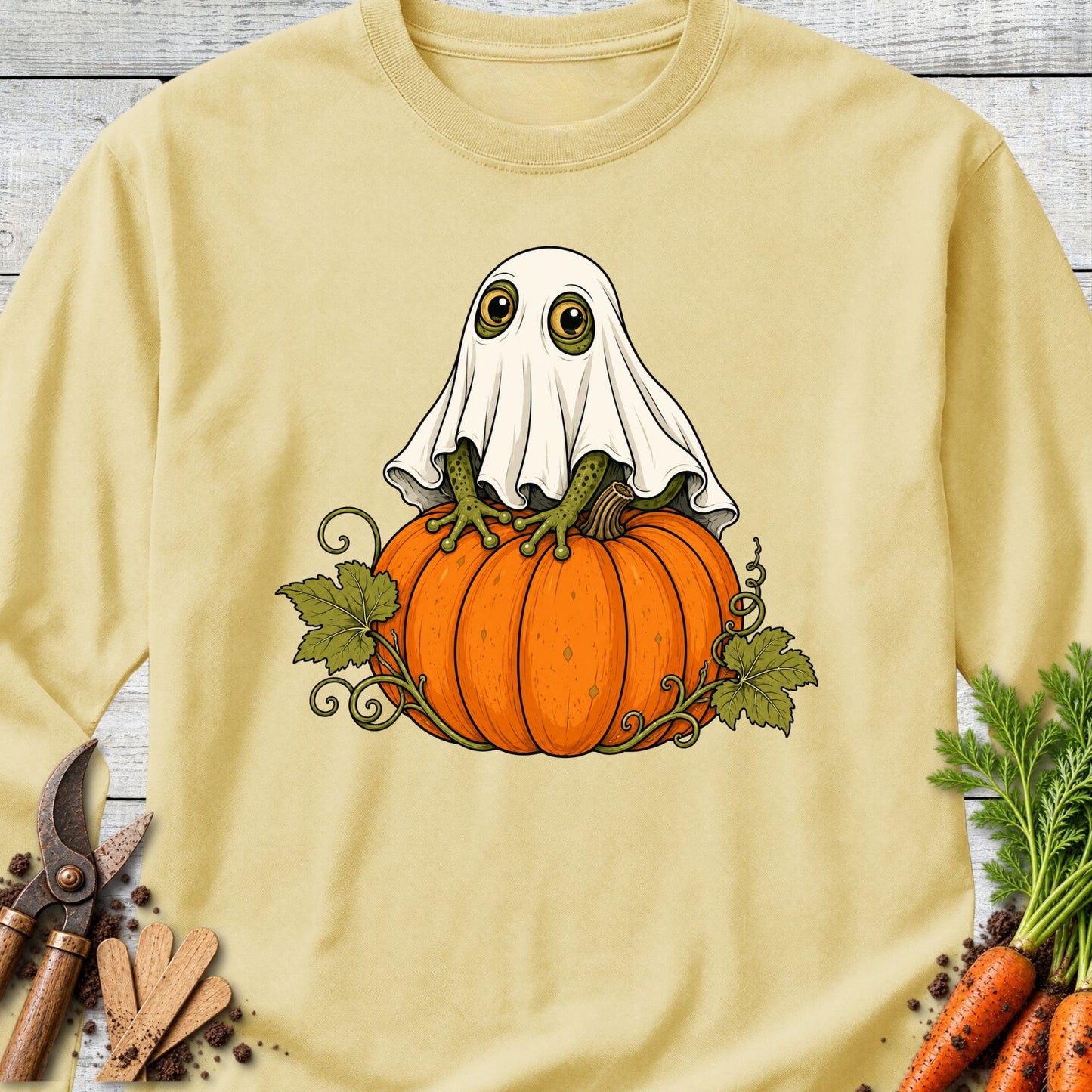 Printify Long Sleeve Butter / S Garden Ghost Long Sleeve