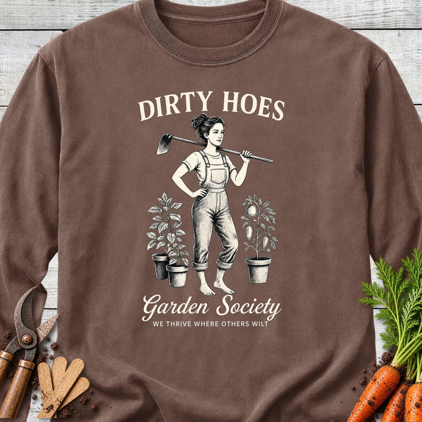 Printify Long Sleeve Espresso / S Dirty Hoes Long Sleeve