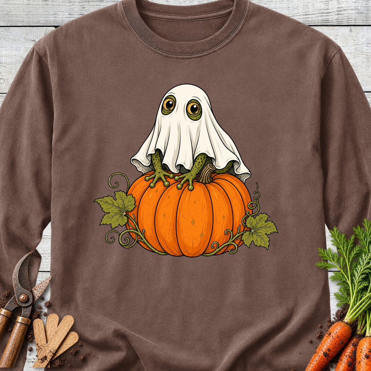 Printify Long Sleeve Espresso / S Garden Ghost Long Sleeve