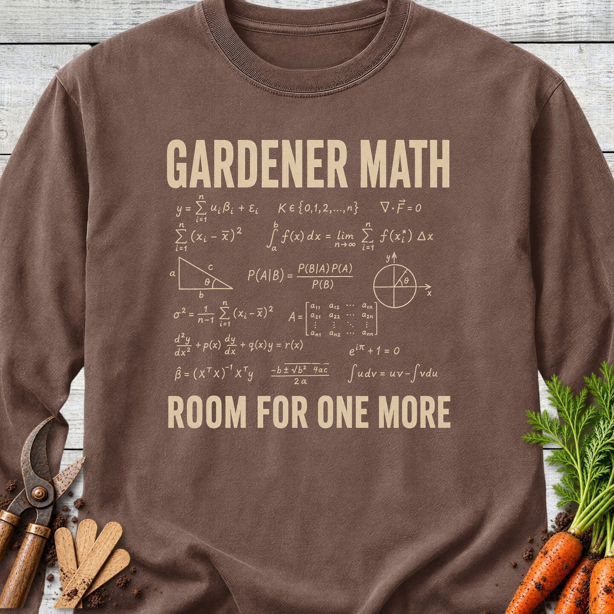 Printify Long Sleeve Espresso / S Gardener Math Long Sleeve