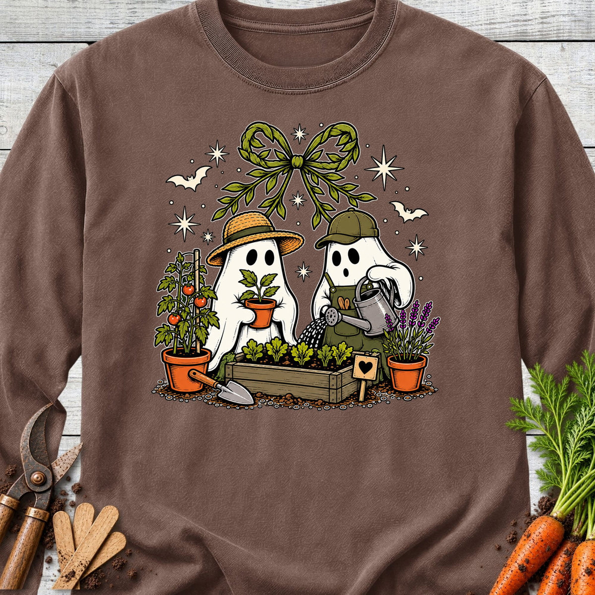 Printify Long Sleeve Espresso / S Ghost Gardener Long Sleeve