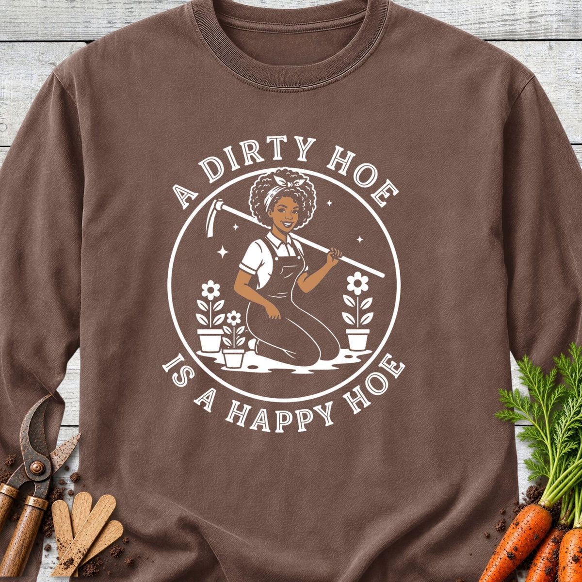 Printify Long Sleeve Espresso / S Happy Hoe Melanin Edition Long Sleeve