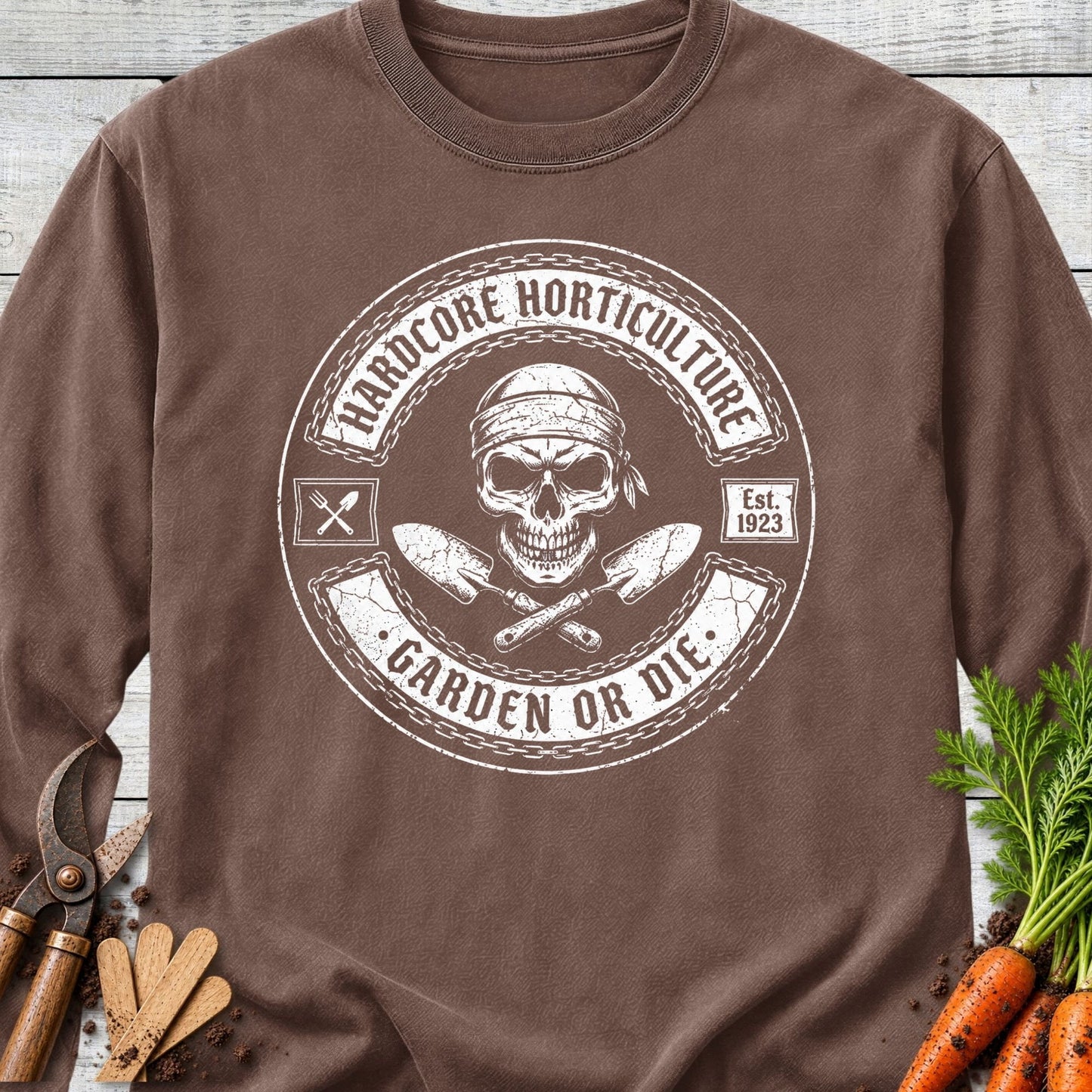 Printify Long Sleeve Espresso / S Hardcore Garden Long Sleeve