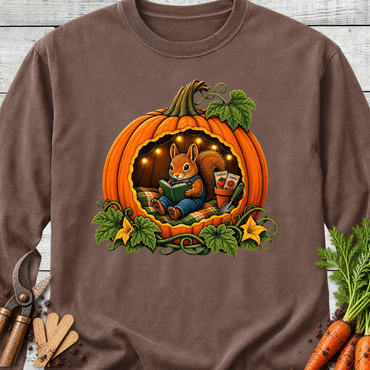 Printify Long Sleeve Espresso / S Pumpkin Nook Long Sleeve