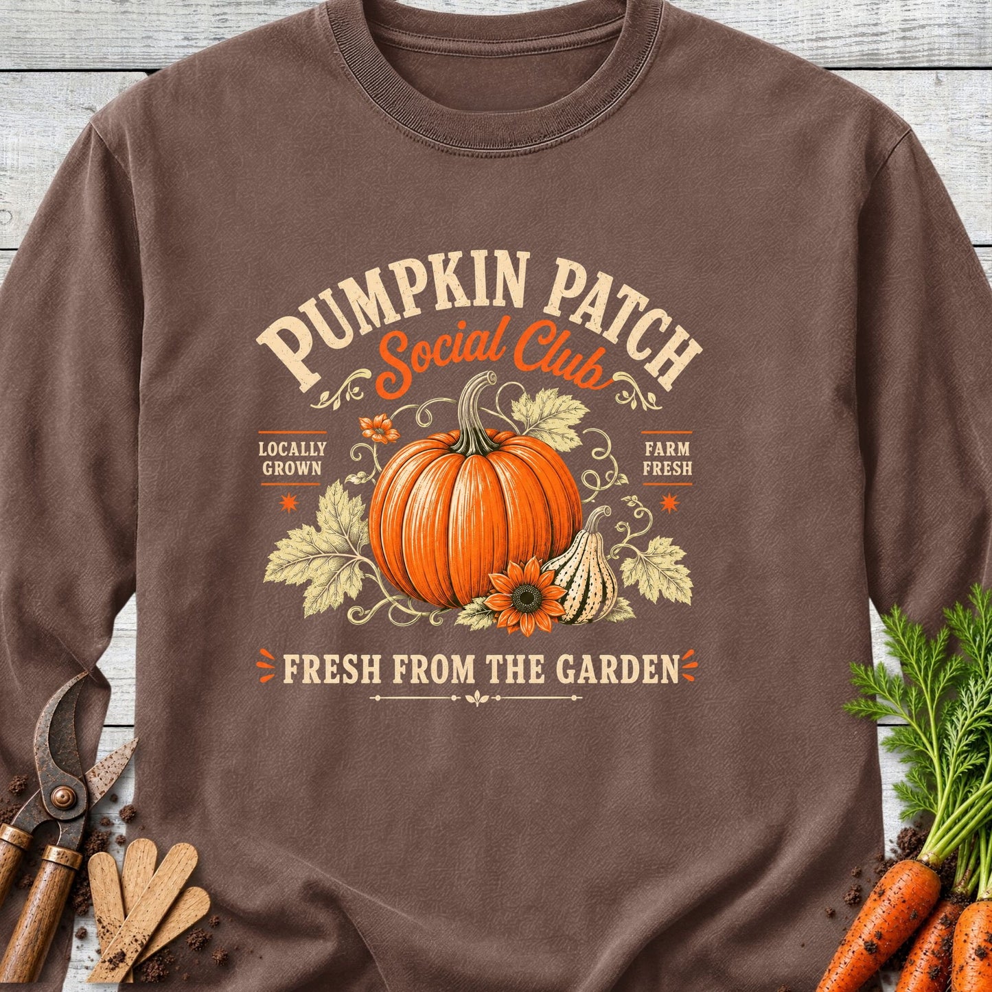 Printify Long Sleeve Espresso / S Pumpkin Patch Long Sleeve