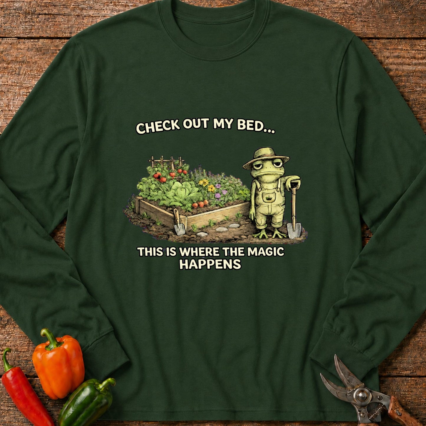 Printify Long Sleeve Forest Green / S Check Out My Bed Long Sleeve